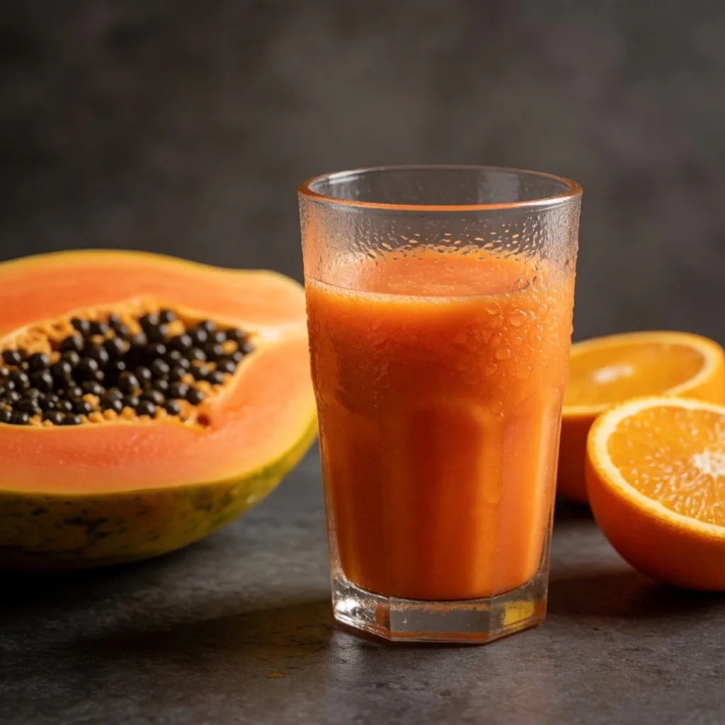 Jugo de zanahoria fresco con zanahorias enteras