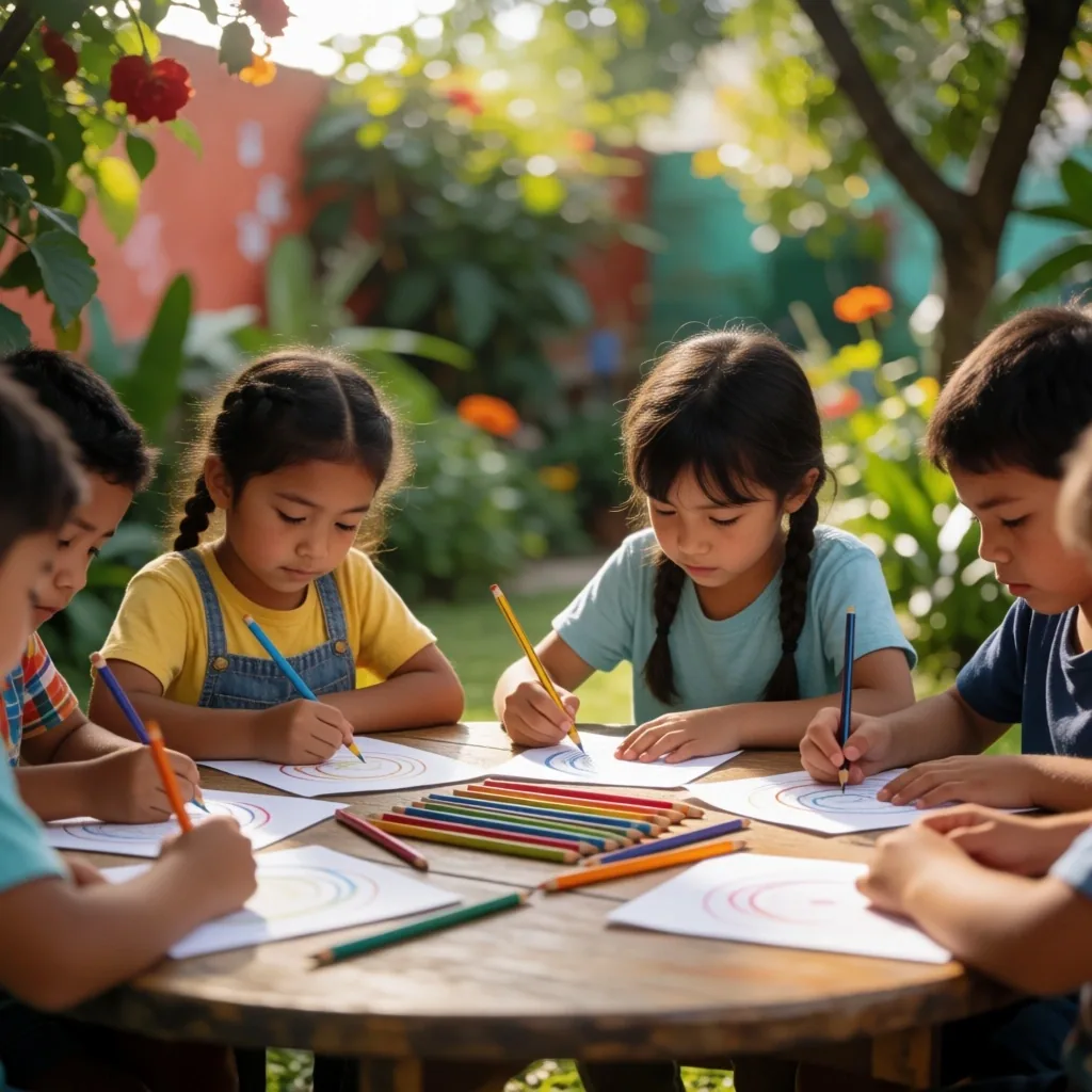 Niños jugando al aire libre en patio escolar