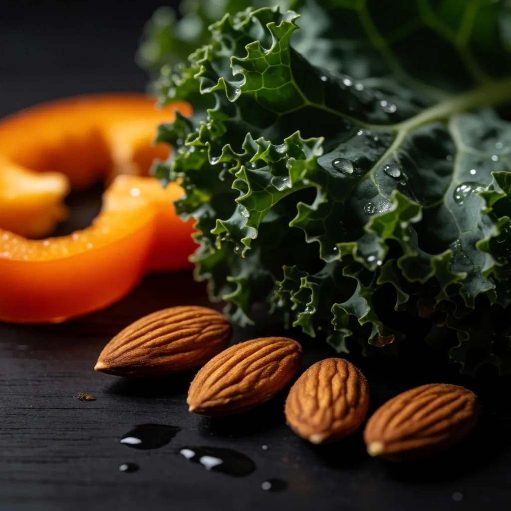 Vegetales ricos en nutrientes para la vista sobre una superficie oscura